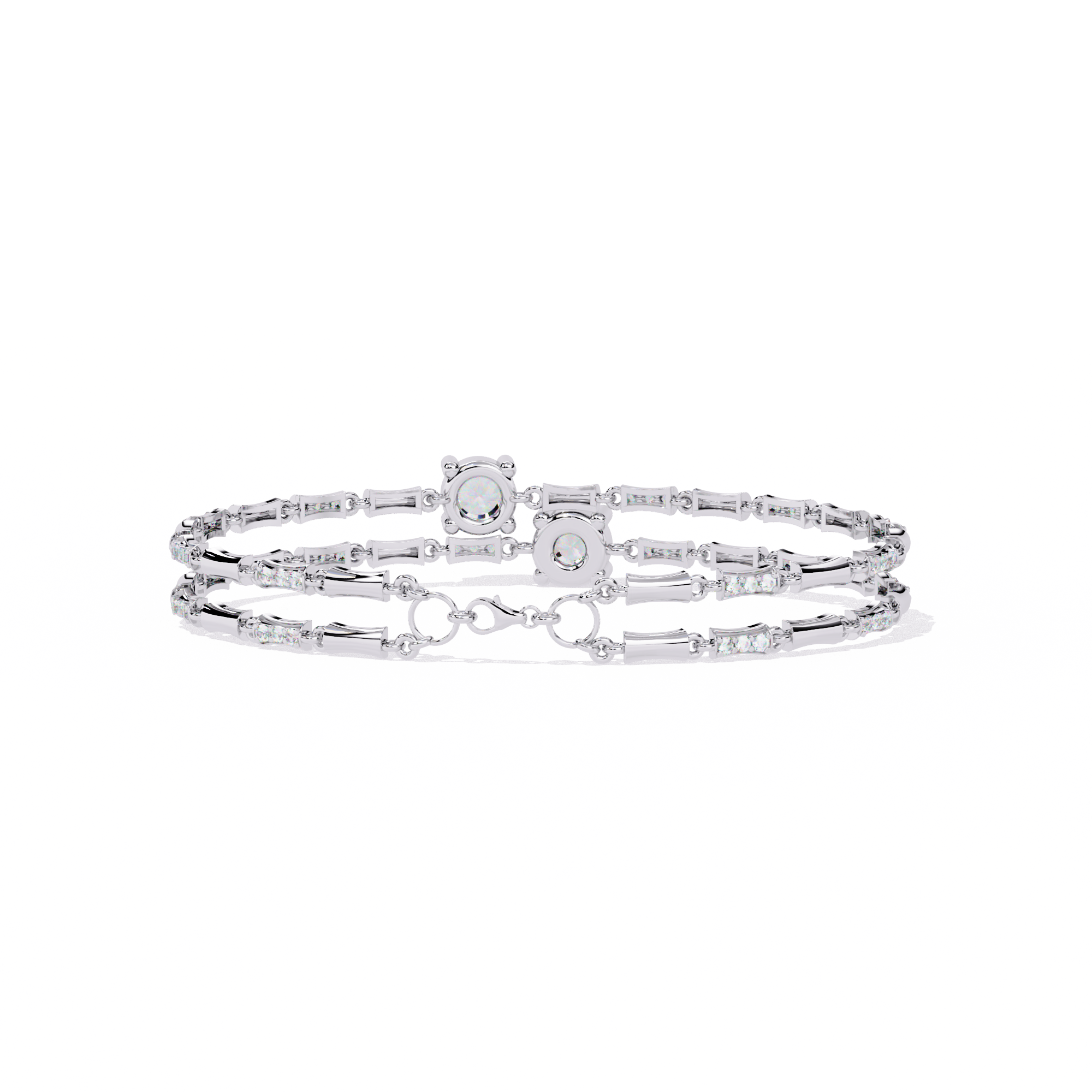 Solitairekart 2.21ct Two-Tone Natural Diamond Bar Link Bracelet-H Color, VS1 Clarity